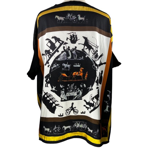 GRACIA Fashion Equestrian-Themed Short Sleeve Boxy Cut Top Blouse Size … - Picture 3 of 9